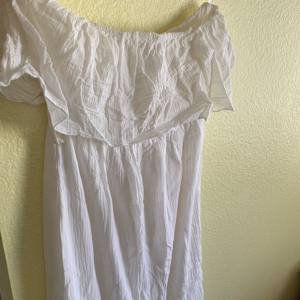 Beautiful long white linen sleeveless dress